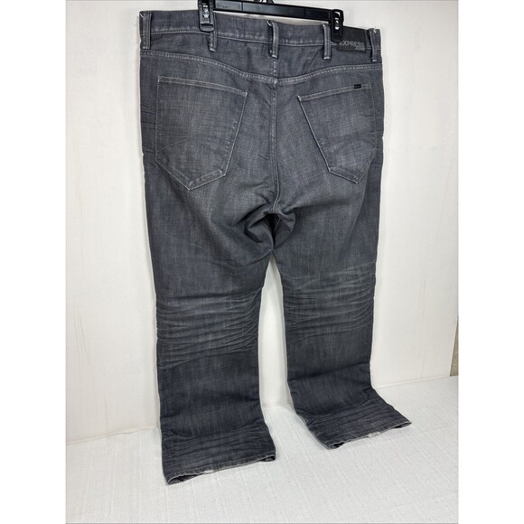 Express Blake Loose Fit Boot Cut Denim Gray Jeans Mens Size 38 x 32 EUC - Picture 9 of 16
